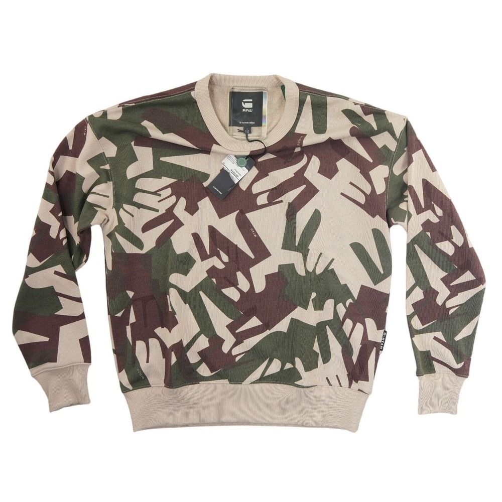 NWT G-Star Raw Sweatshirt Men's Size Small Dark Brick Camo Oversized R SW